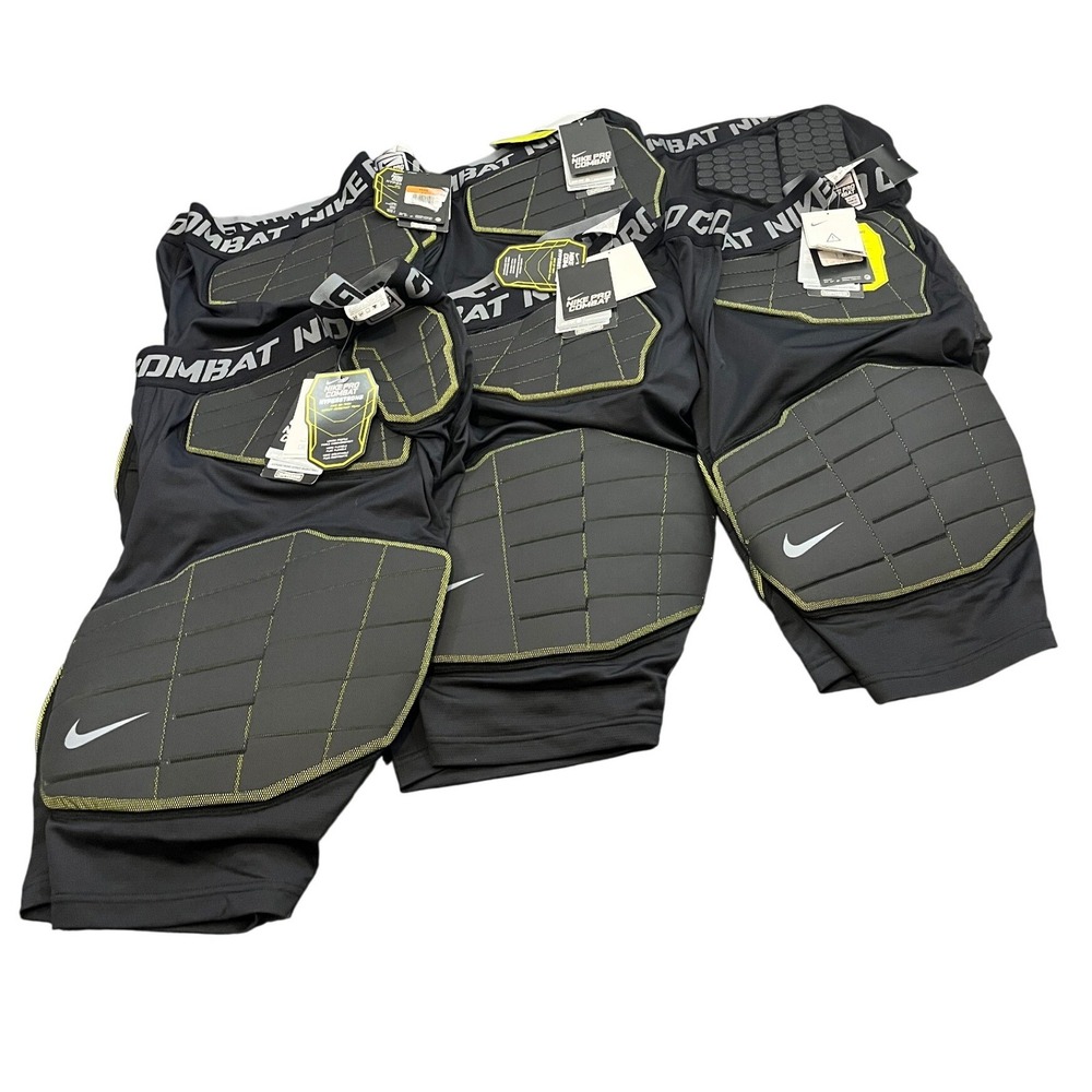Nike Men’s Black Compression Padded Athletic Shorts with Olive Stitching